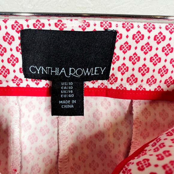 Cynthia Rowley Crop Casual Pant Ankle Red White - 10 - Picture 3 of 5